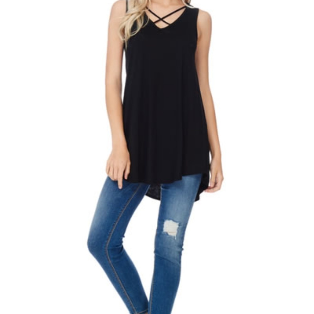 Black tank top sleeveless shirt
